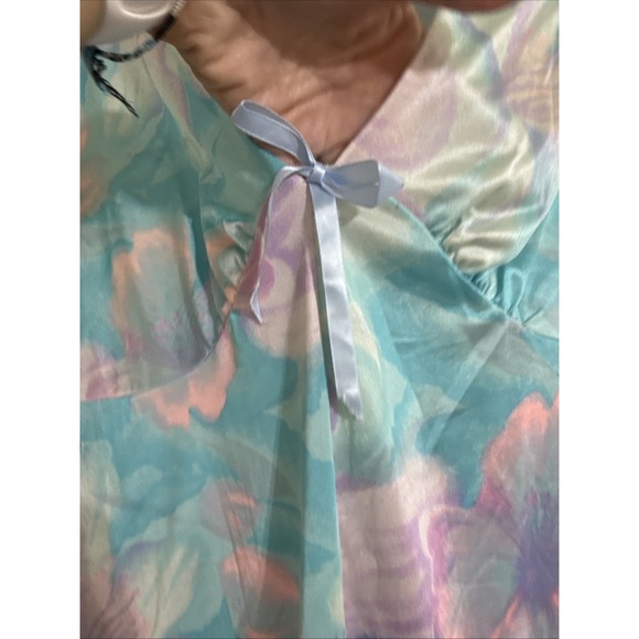 Vintage 70s Spring Floral Maxi House Dress Muumuu One Size Boho Hippie Cottage - Picture 13 of 16